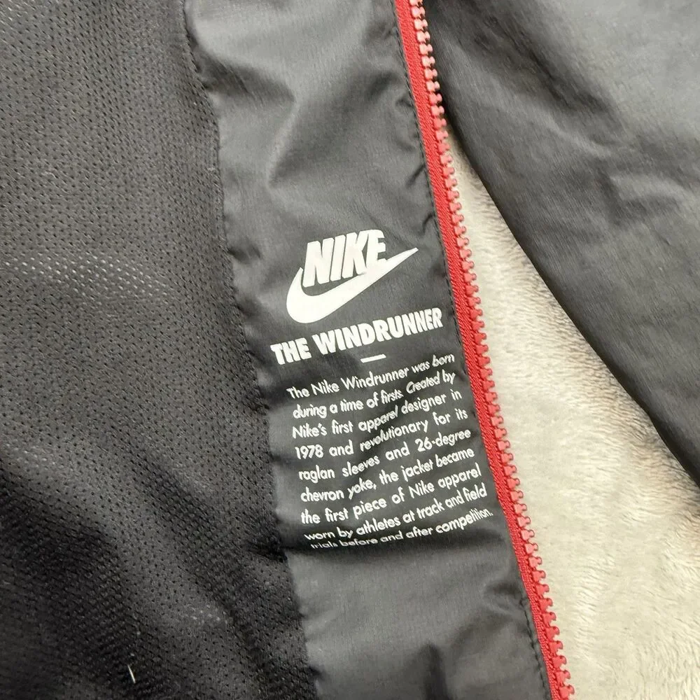 Nike Windrunner Hooded Windbreaker Jacket Red Black Big Logo Mens M